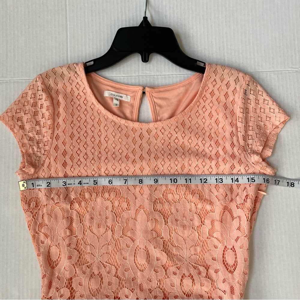 Maurices Light Peach/Coral Lace Peplum Blouse - Picture 7 of 10